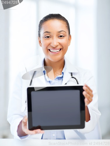 Image of african female doctor with tablet pc