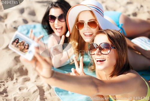 Image of girls taking self photo on the beach