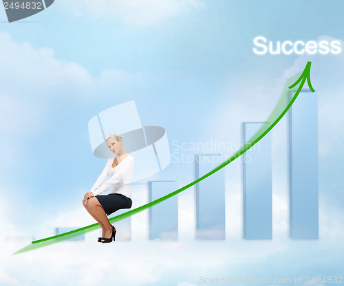 Image of businesswoman with big 3d chart