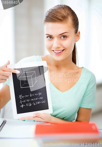 Image of smiling student girl with tablet pc