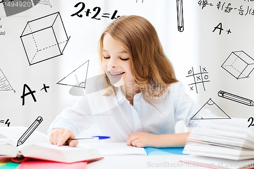 Image of student girl studying at school