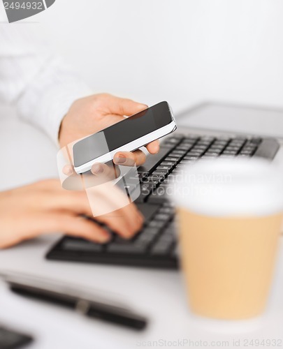 Image of woman hand with smartphone