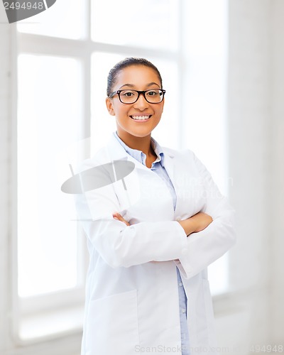 Image of african female doctor in hospital