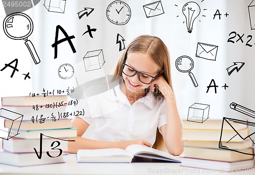 Image of student girl studying at school