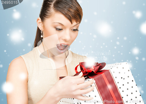 Image of happy woman with gift box