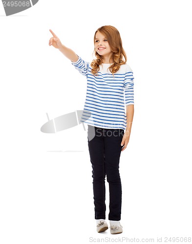 Image of girl pointing at imaginary screen