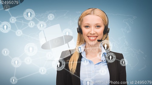 Image of helpline operator and virtual screen