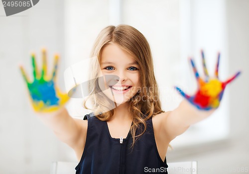 Image of girl showing painted hands