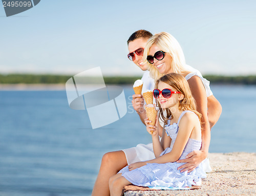 Image of happy family eating ice cream