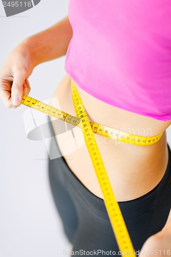 Image of trained belly with measuring tape