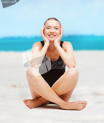 Image of beautiful girl in black cotton underwear