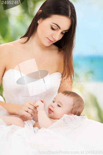 Image of happy mother with adorable baby