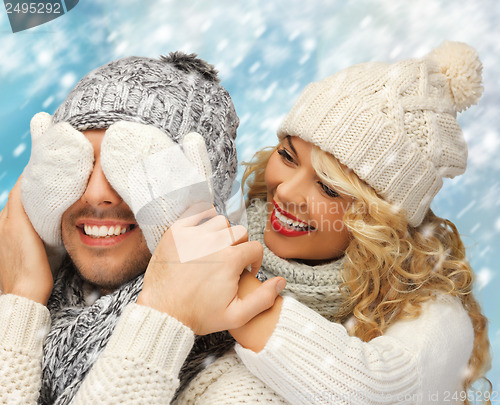 Image of family couple in a winter clothes