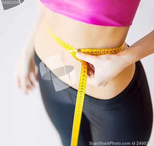 Image of trained belly with measuring tape