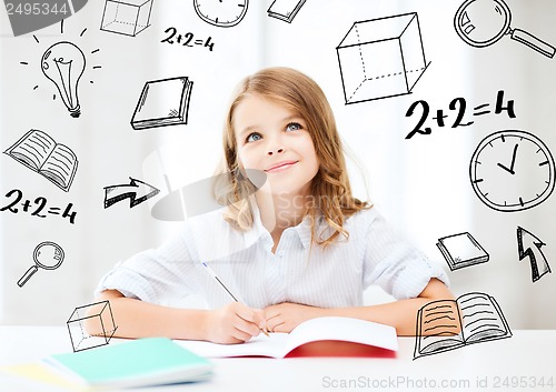 Image of student girl studying at school