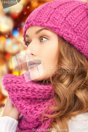 Image of beautiful woman in winter hat
