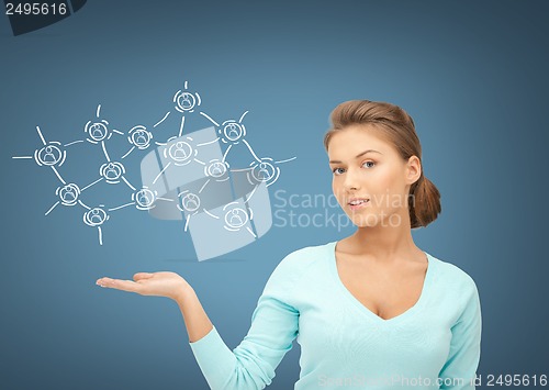 Image of businesswoman with contact icons