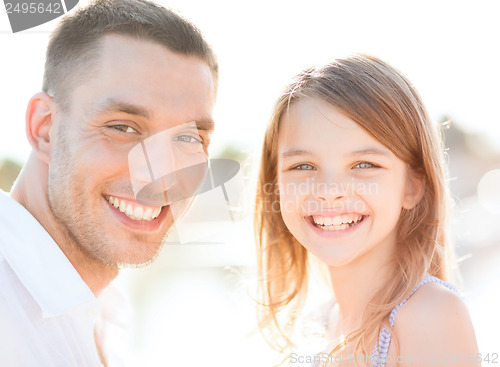 Image of happy father and child girl having fun