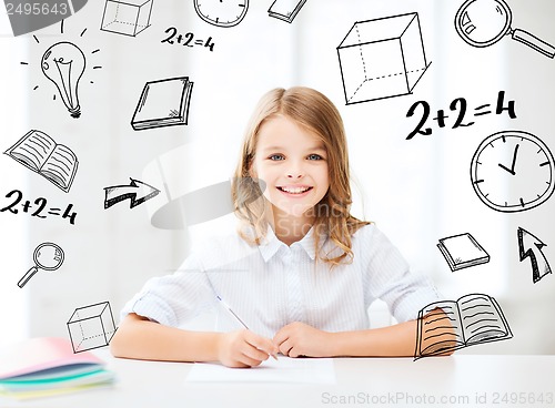 Image of student girl studying at school
