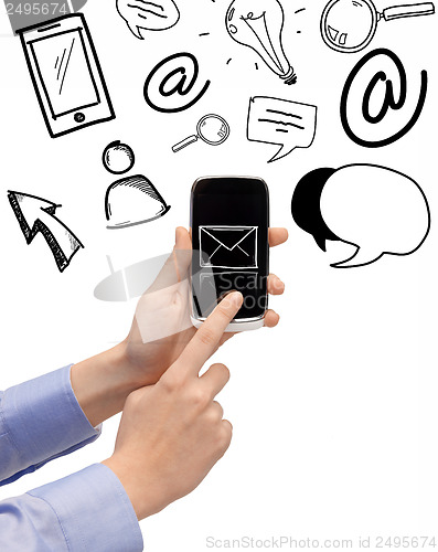 Image of hand holding smartphone with email icon