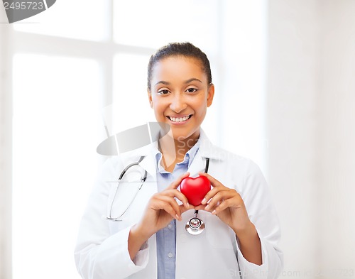 Image of african doctor with heart