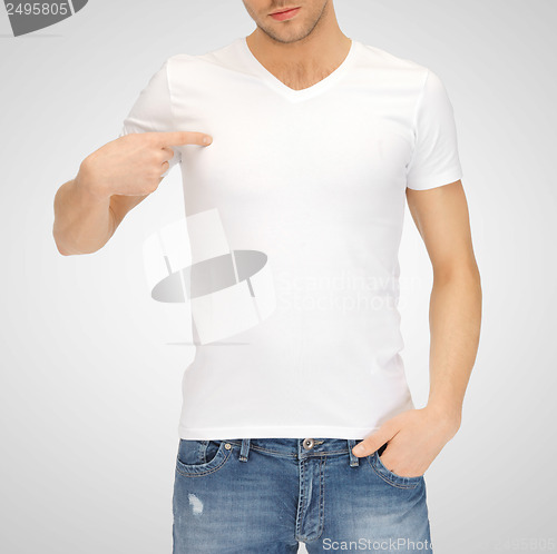 Image of man in blank white t-shirt