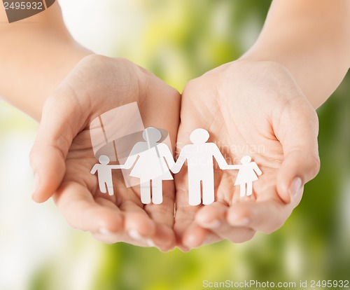 Image of womans hands with paper man family