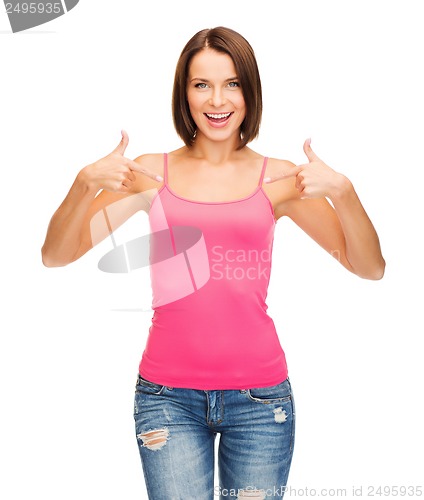 Image of woman in blank pink tank top