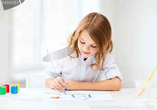 Image of little girl painting at school