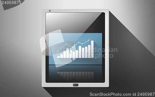 Image of tablet pc with virtual graph or chart