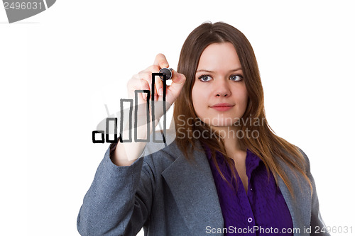 Image of Young woman drawing a bar chart