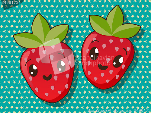 Image of Kawaii strawberry icons