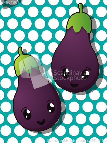 Image of Kawaii eggplant icons