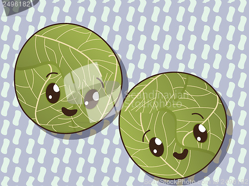 Image of Kawaii cabbage icons