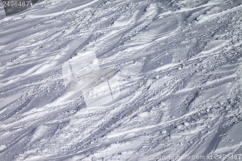 Image of Background of off-piste ski slope with trace from ski and snowbo