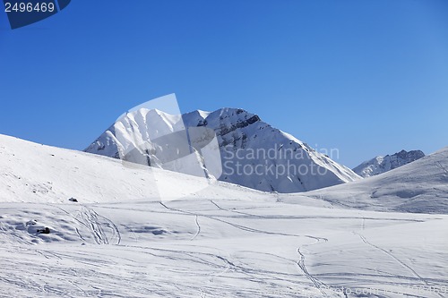 Image of Off piste slope at nice sun day