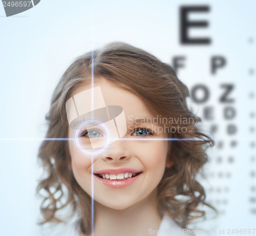 Image of girl with eyesight testing board