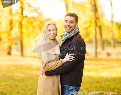 Image of romantic couple in the autumn park