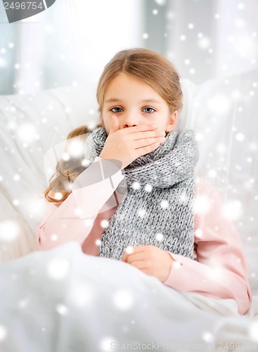 Image of ill girl with flu at home