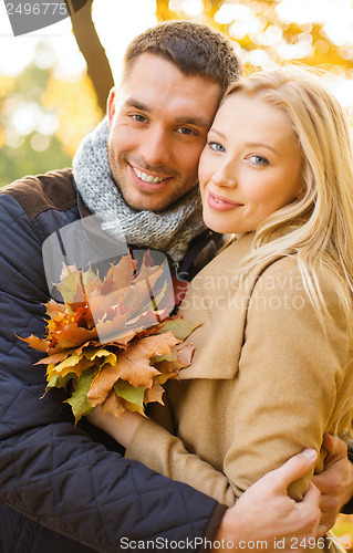 Image of romantic couple in the autumn park