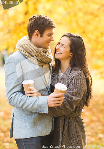 Image of romantic couple in the autumn park