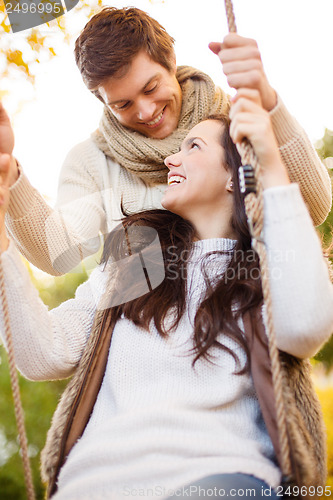 Image of romantic couple in the autumn park