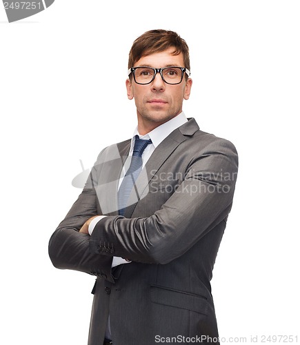 Image of attractive buisnessman or teacher in glasses