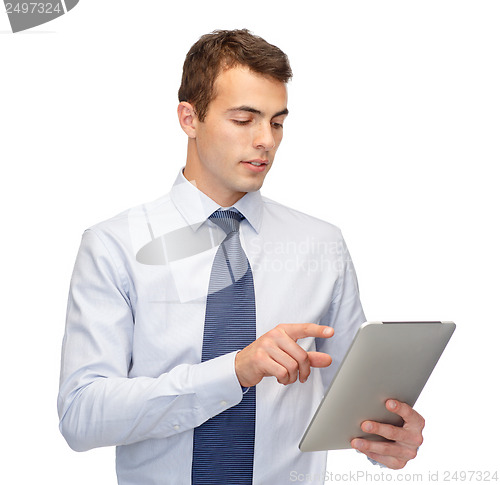 Image of buisnessman with tablet pc