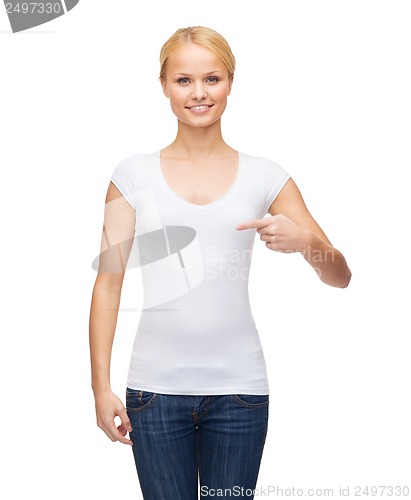 Image of woman in blank white t-shirt