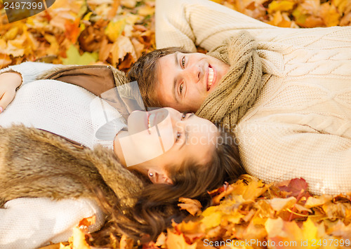 Image of romantic couple in the autumn park