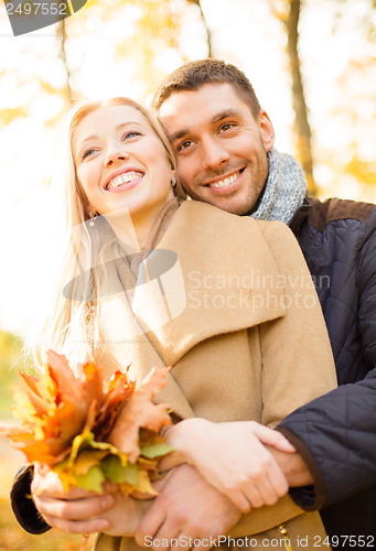 Image of romantic couple in the autumn park