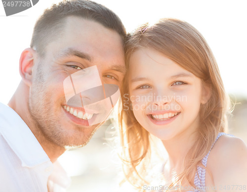 Image of happy father and child girl having fun