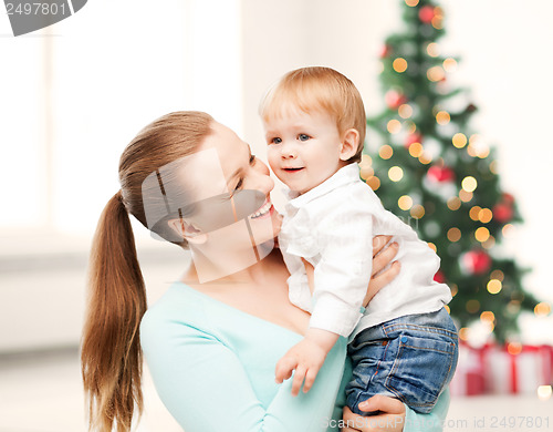 Image of happy mother with adorable baby