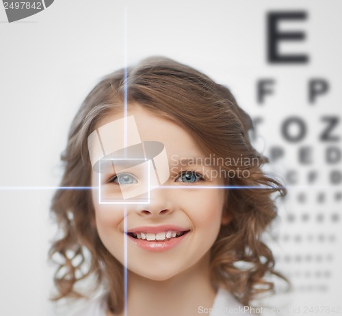 Image of girl with eyesight testing board